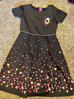 Shopkins Girls Black & Pink Dress Size 10-12 Like New